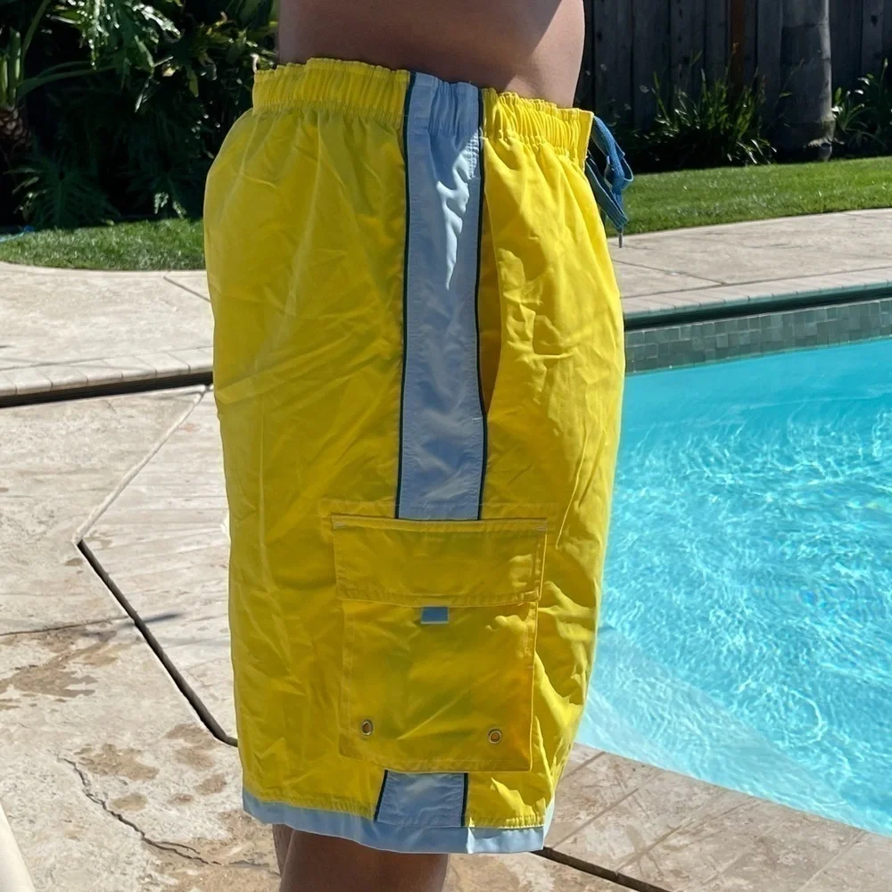 NWT CLUB ROOM XL Yellow Swim Trunks with Cargo Pockets MT14
